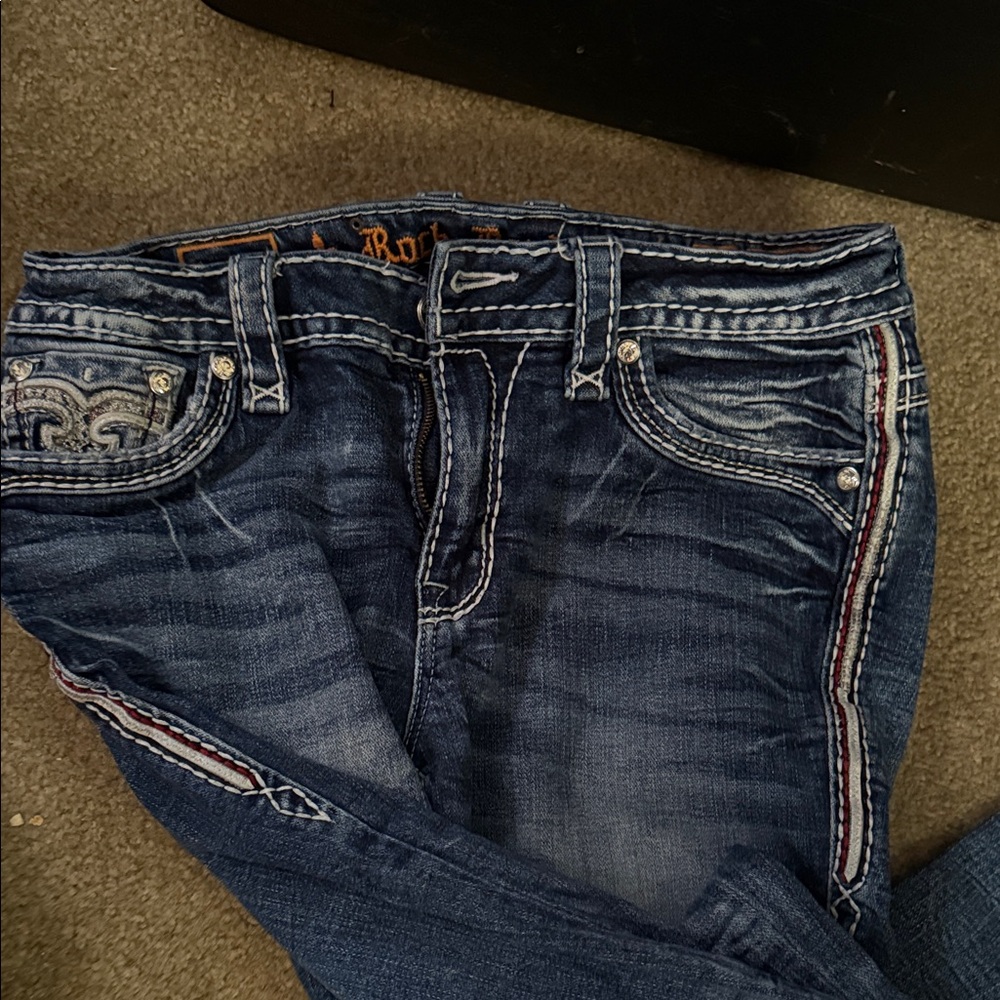 Rock Revival Women's Blue Skinny Jeans with Embellished Pockets - Picture 7 of 7
